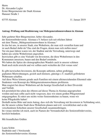 Antrag Mehrgenerationenwohnen Alzenau Jan. 2019